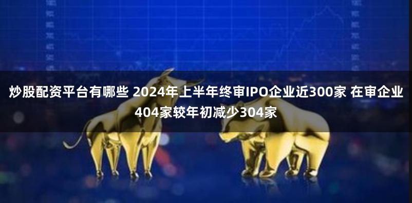 炒股配资平台有哪些 2024年上半年终审IPO企业近300家 在审企业404家较年初减少304家