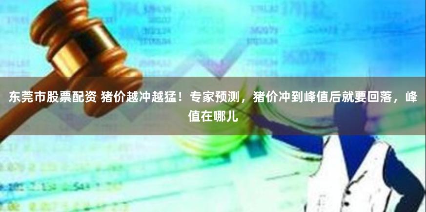 东莞市股票配资 猪价越冲越猛！专家预测，猪价冲到峰值后就要回落，峰值在哪儿