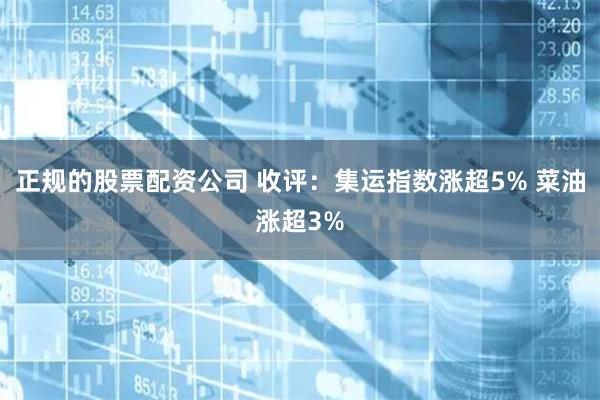 正规的股票配资公司 收评：集运指数涨超5% 菜油涨超3%