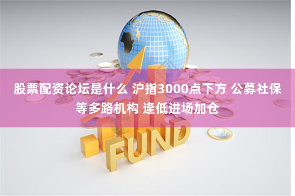 股票配资论坛是什么 沪指3000点下方 公募社保等多路机构 逢低进场加仓